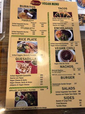 Vegan offerings  at Mexicali in Makati