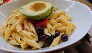 Vegan pasta salad from the weekly menu at Pizzeria Bistro Mediterraneo in Merano