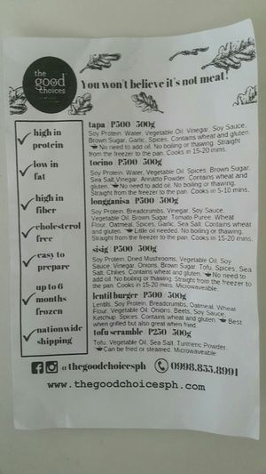 Delivery prices at The Good Choices - The Vegetarian Mom in Makati