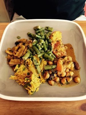 Lovely vegan mezze platter at Cafe Moroc in Rochester