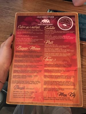 The menu has a lot of vegan options!!  at California Kitchen in Biarritz