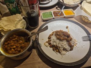 Chana Massala and papadum at Namaste India Bistro in Monterey
