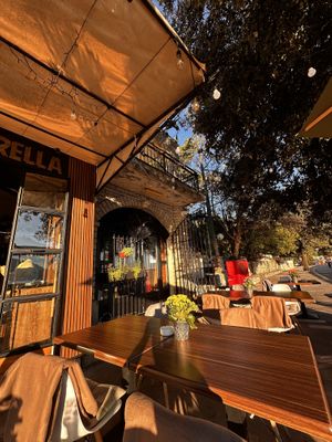 Outdoor and shaded seating   at Cafe Barbarella in Herceg Novi