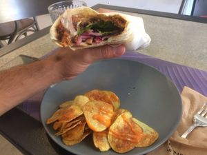 Gyros wrap with fries at Elephant in the Room in Thessaloniki