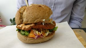 'Chicken' burger at Elephant in the Room in Thessaloniki