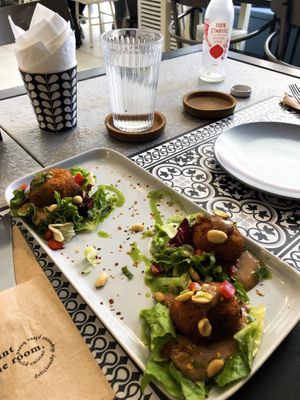 Yummy tofu balls. at Elephant in the Room in Thessaloniki