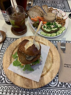#schnitzelBrezelBurger#vegan#octoberfest at Elephant in the Room in Thessaloniki