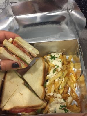 Club sandwich with vegan salami !!! at Elephant in the Room in Thessaloniki