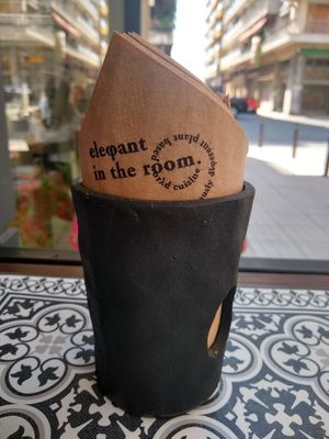 Lovely napkins 🥰 at Elephant in the Room in Thessaloniki