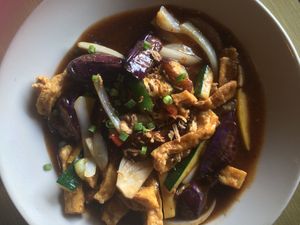 Spicy eggplant and tofu at Papaya Asian Kitchen in Rochester