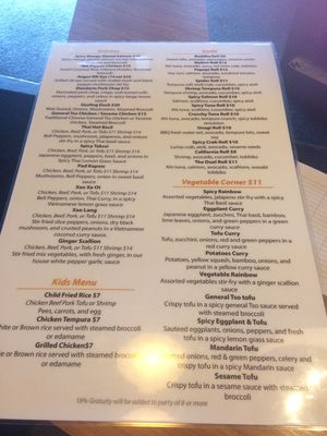 many vegan options, always request no fish sauce if not on the vegetable corner menu at Papaya Asian Kitchen in Rochester