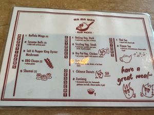 Menu  at Ma Ma Wok in Charlotte