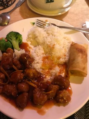 Already dove in before taking a pic. Orange “chicken” combo was so good!  at Ma Ma Wok in Charlotte