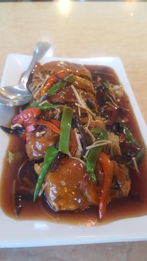 Veg fish with brown sauce at Ma Ma Wok in Charlotte