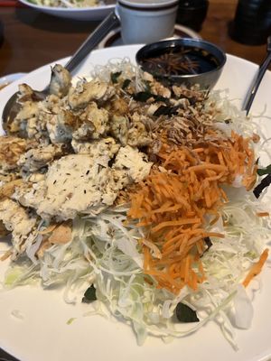 Vegan cabbage salad delicious and giant portion   at Seasoned Fusion Tastes in Saskatoon