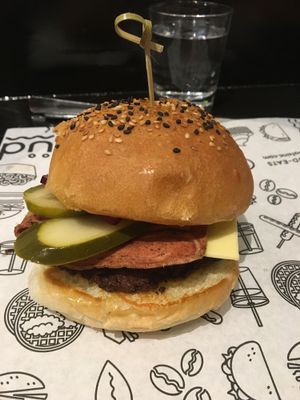 I got these cheez burgers maaaan! at güd eats in Saskatoon