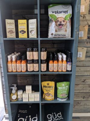 vegan groceries at the restaurant at güd eats in Saskatoon