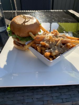 Bac’n Cheese Burger and Poutine at güd eats in Saskatoon