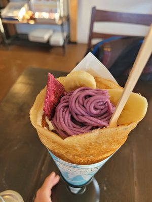 Beniimo crepe at Cokofu Cafe in Urasoe