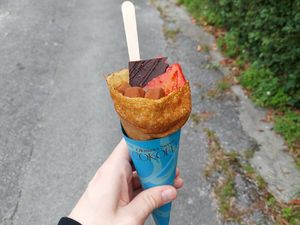 Chocolate and strawberry crepe at Cokofu Cafe in Urasoe