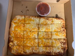 Vegan garlic cheese bread  at Razzos Pizza And Salads in Hayward