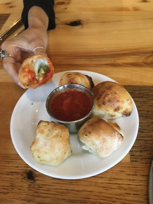 Garlic knots with cashew cream and jalapeño filling at Pulse Cafe in Hadley