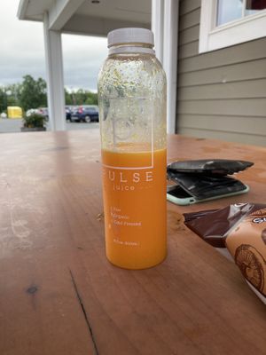 Orange carrot juice  at Pulse Cafe in Hadley