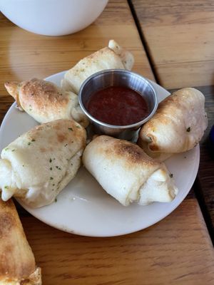 Garlic knots with the cheese  (inside) at Pulse Cafe in Hadley