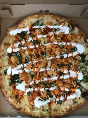 Wood-Fired Buffalo Chicken Pizza  at Pulse Cafe in Hadley