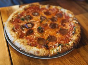 vegan pepperoni pizza at Pulse Cafe in Hadley