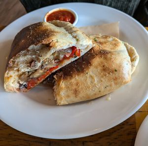 Eggplant calzone at Pulse Cafe in Hadley
