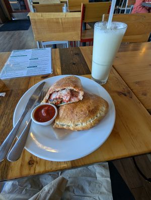 I went with the calzone because it's something I would never make for myself. There's plenty on the menu I want to go back to try. 😋 at Pulse Cafe in Hadley