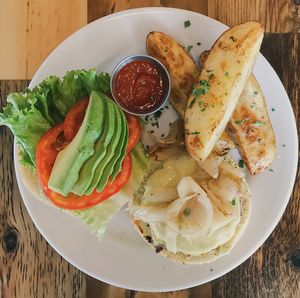 Black bean burger with soy cheese  at Pulse Cafe in Hadley