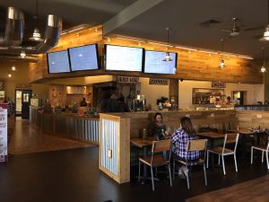 Order counter with menu boards at Pulse Cafe in Hadley