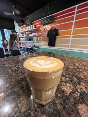 Oat milk Ceylon cinnamon latte  at Imua Coffee Roasters in Kapaa