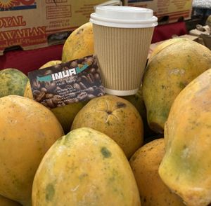Fresh papayas from the local farmers  at Imua Coffee Roasters in Kapaa