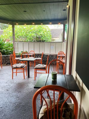 Seating area is outside   at Imua Coffee Roasters in Kapaa
