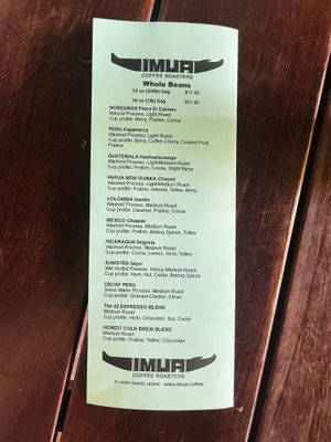 Menu (3/3)  at Imua Coffee Roasters in Kapaa