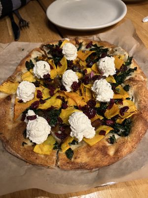 Butt. Squash Pizza (comes with almond cheese) 😋  at True Food Kitchen in Denver