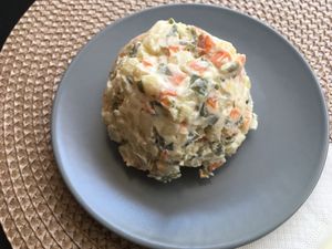 Ensaladilla con veganesa  at Mandala Kitchen in Lescala