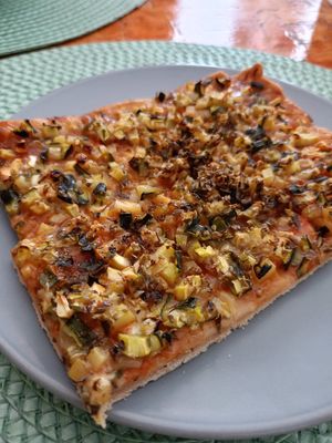 Coca de carbassó at Mandala Kitchen in Lescala