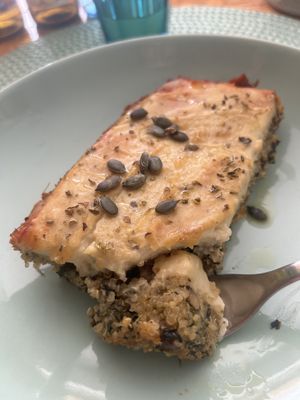 A quinoa ‘lasagna’ very tastyy  at Mandala Kitchen in Lescala