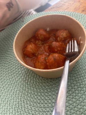 ‘Meatballs’ with ricee  at Mandala Kitchen in Lescala