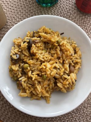 Rice with mushrooms (like a vegan paella)  at Mandala Kitchen in Lescala