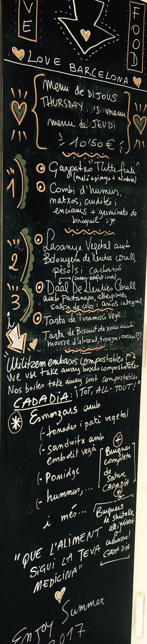 Menu at Mandala Kitchen in Lescala