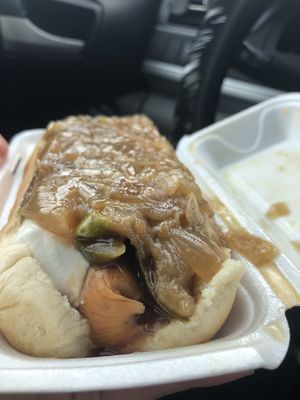 Seattle Splitter at Mad Dogs Hot Dogs in Venice