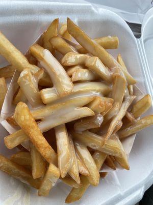 Vegan cheese fries  at Mad Dogs Hot Dogs in Venice