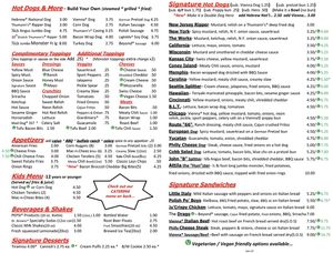 Menu  at Mad Dogs Hot Dogs in Venice