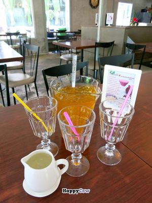 Iced herbal tea drink jar (one from many choices) at Talalask in Bangkok