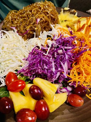 Trio plate, the sweet potato noodles are AMAZING!   at Greens Garden Round Rock in Round Rock